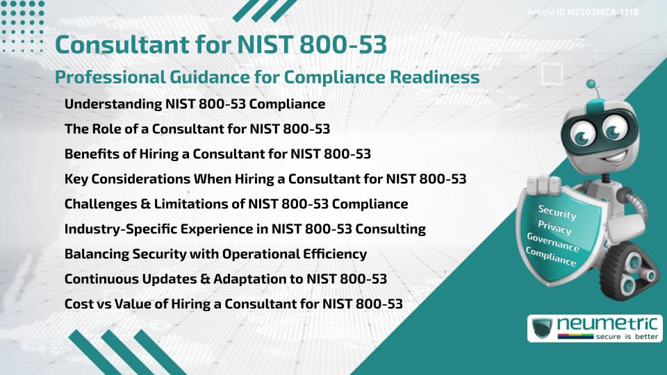 Consultant for NIST 800-53: Professional Guidance for Compliance Readiness