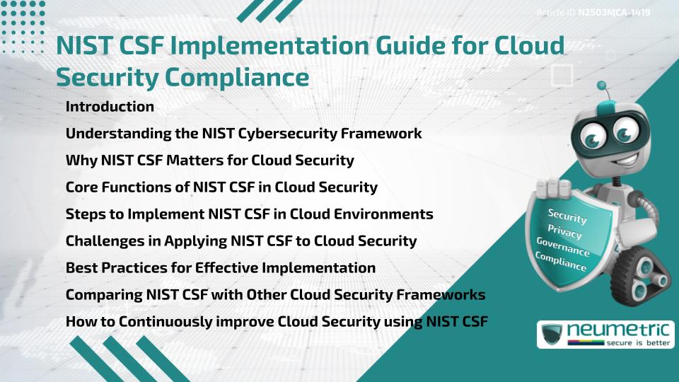 NIST CSF Implementation Guide for Cloud Security Compliance