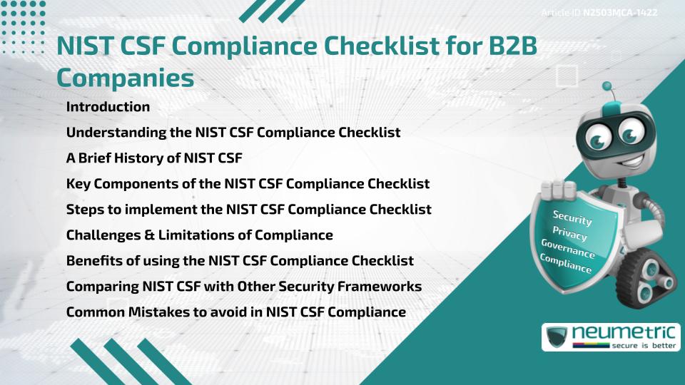 NIST CSF Compliance Checklist for B2B Companies