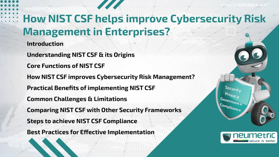 How NIST CSF helps improve Cybersecurity Risk Management in Enterprises?