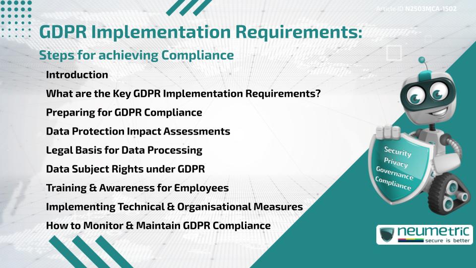 GDPR Implementation Requirements: Steps for achieving Compliance